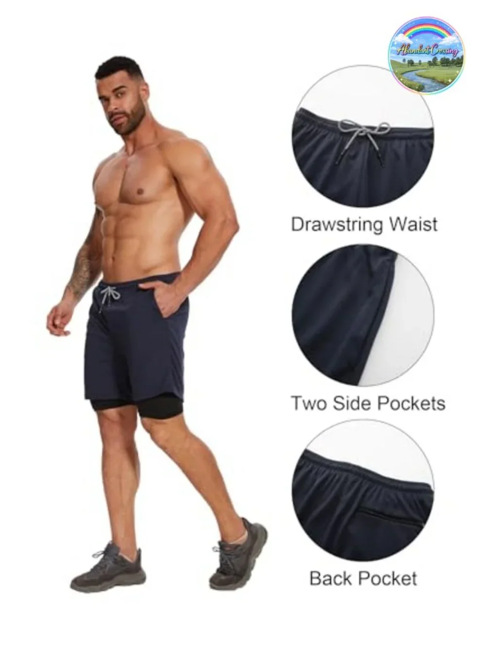 Men's 2-in-1 Quick-Dry Athletic Running Shorts with Built-in Compression Liner